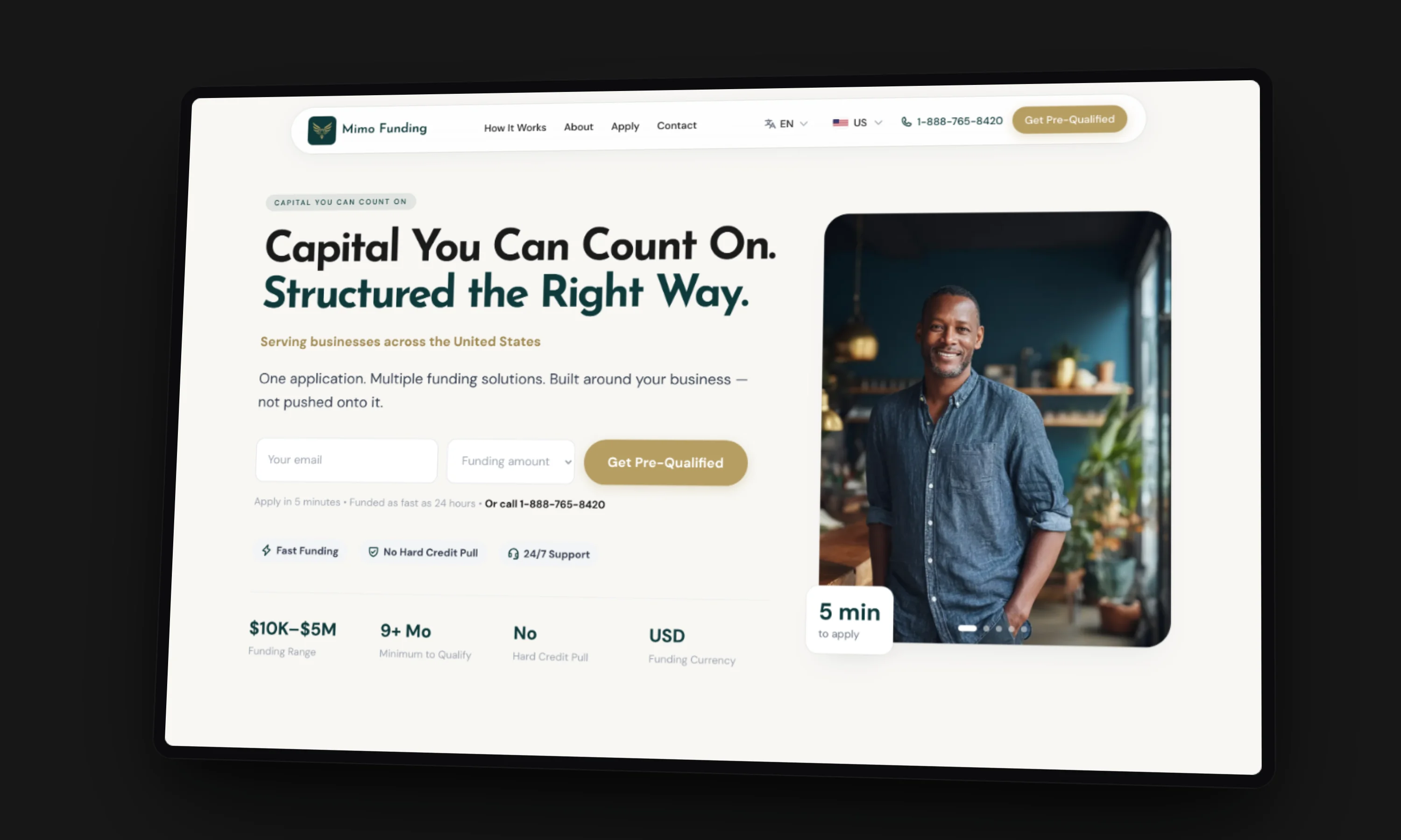 Funding Platform Site hero